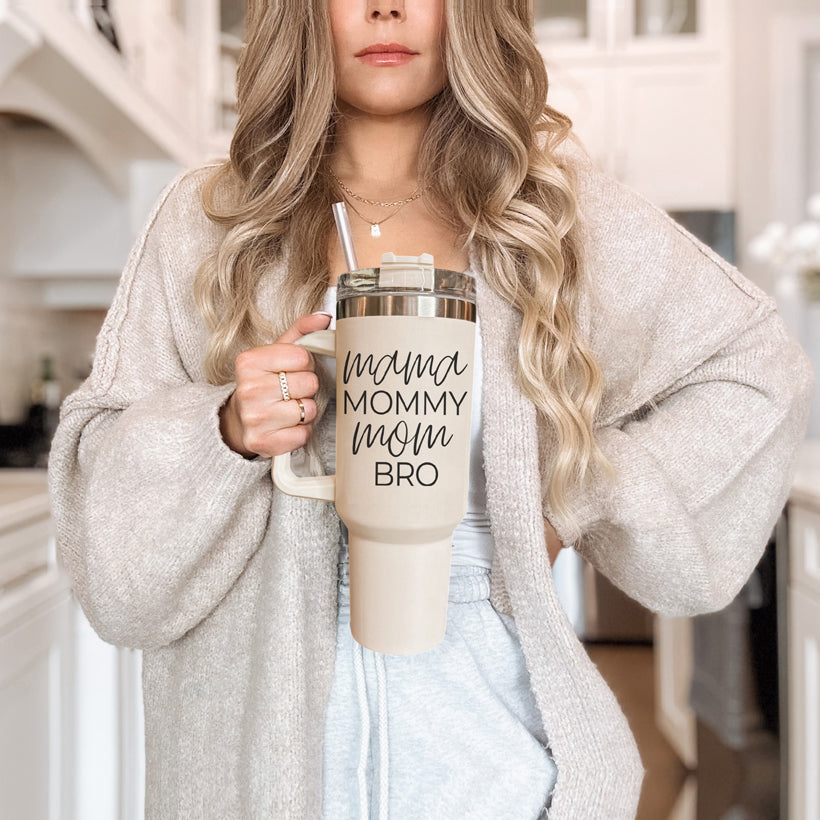 Mama Mommy Mom Bro 40oz Insulated Tumbler - Cream