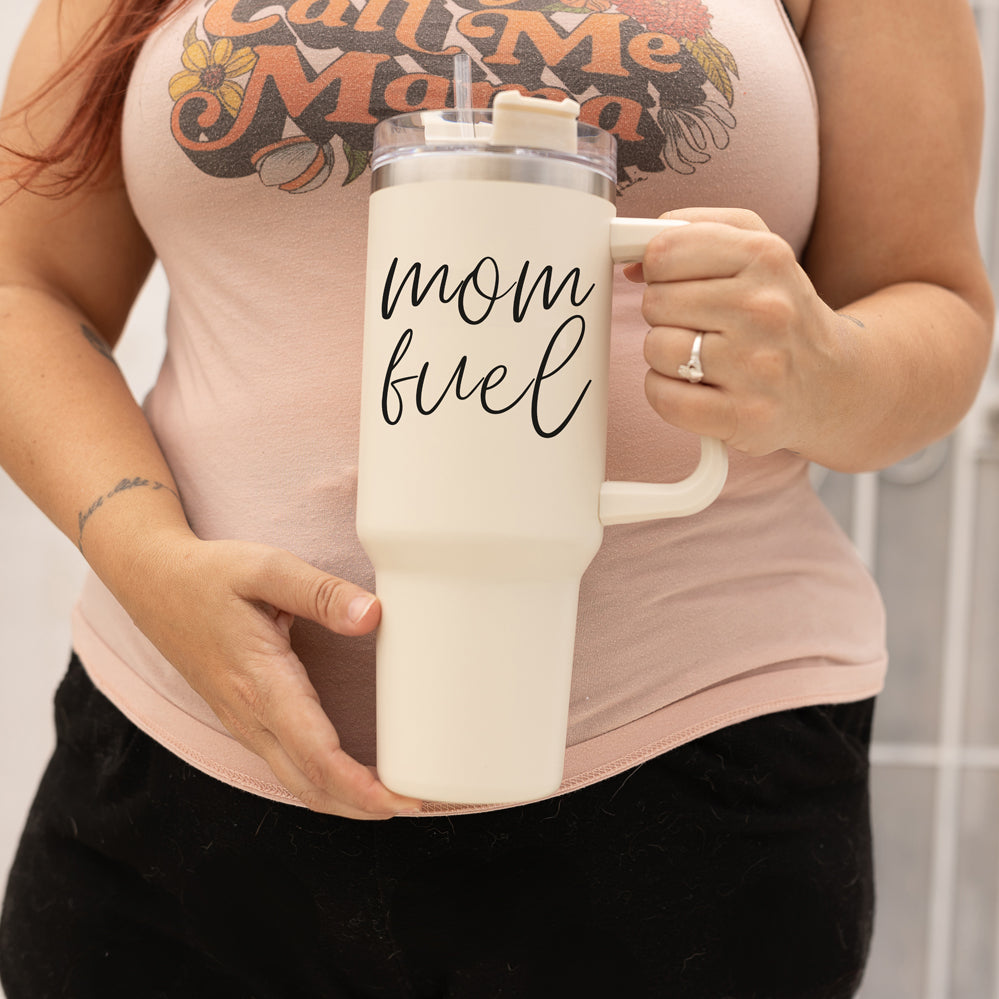 Mom Fuel 40oz Insulated Tumbler - Cream
