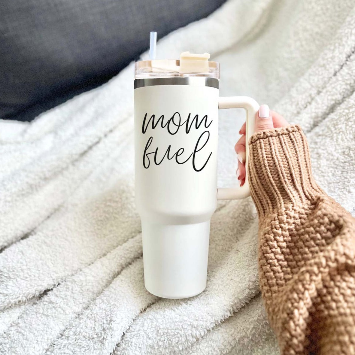 Mom Fuel 40oz Insulated Tumbler - Cream