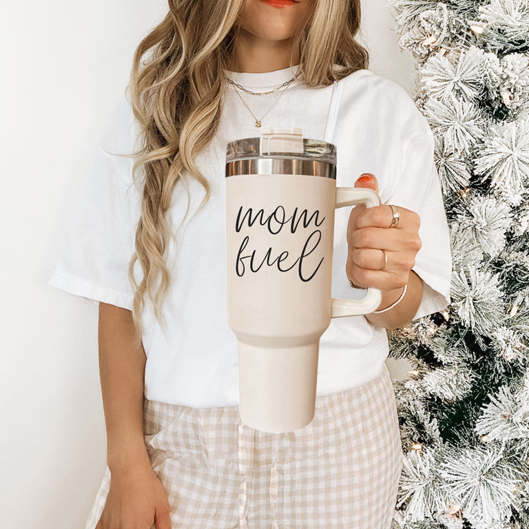 Mom Fuel 40oz Insulated Tumbler - Cream