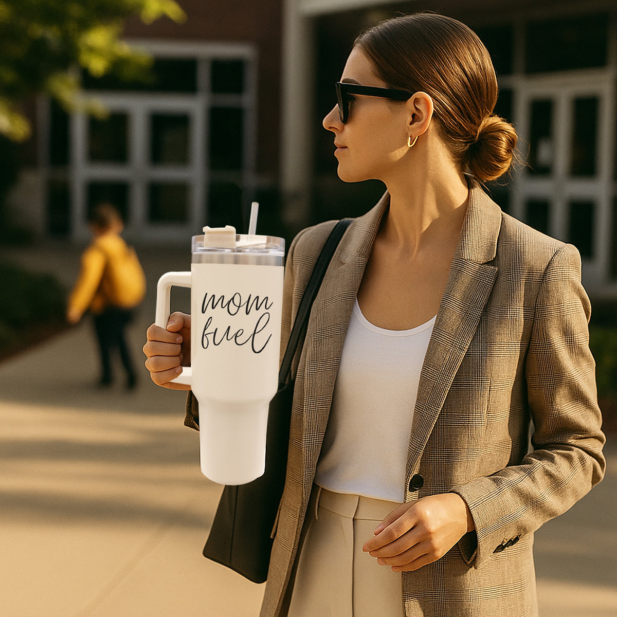 Mom Fuel 40oz Insulated Tumbler - Cream
