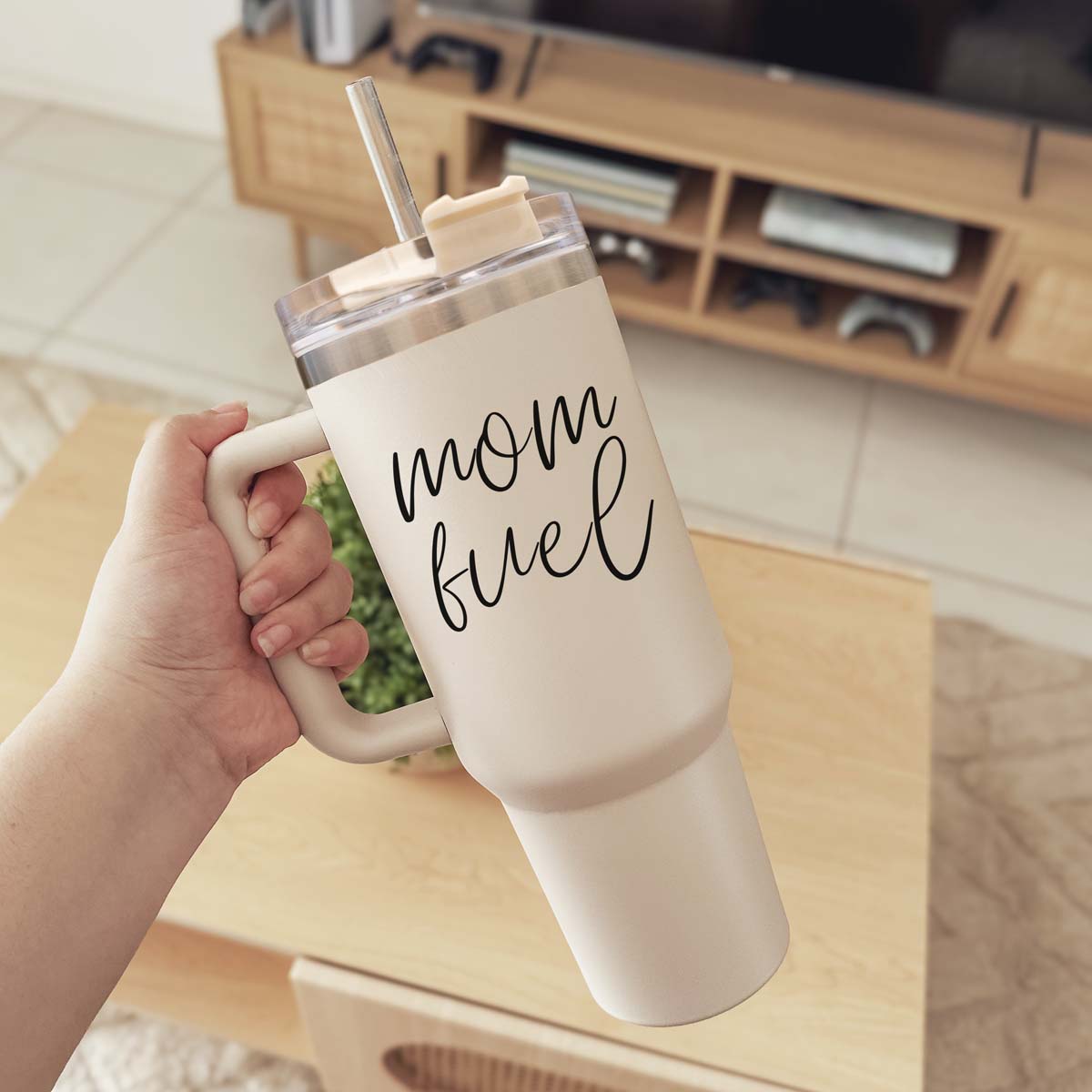 Mom Fuel 40oz Insulated Tumbler - Cream