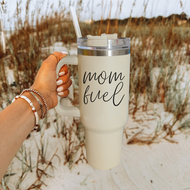 Mom Fuel 40oz Insulated Tumbler - Cream