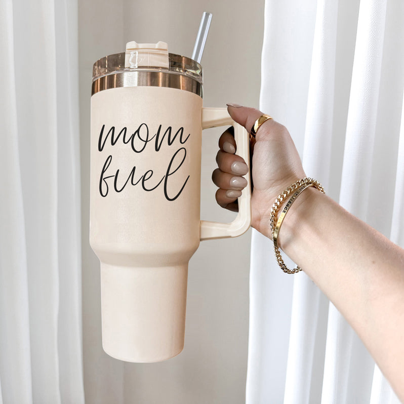 Mom Fuel 40oz Insulated Tumbler - Cream