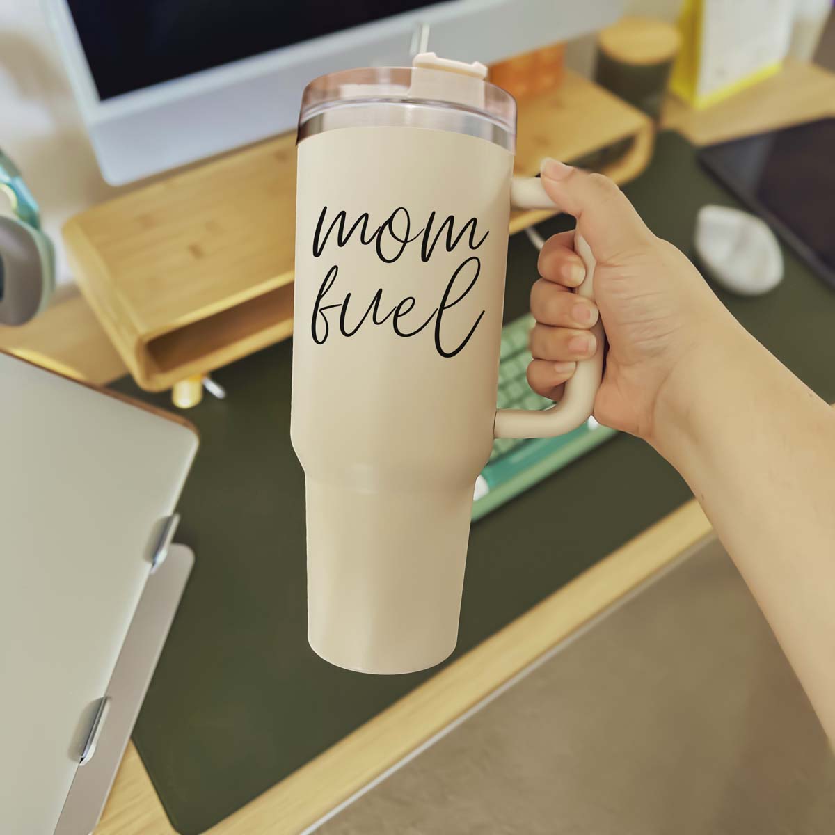 Mom Fuel 40oz Insulated Tumbler - Cream
