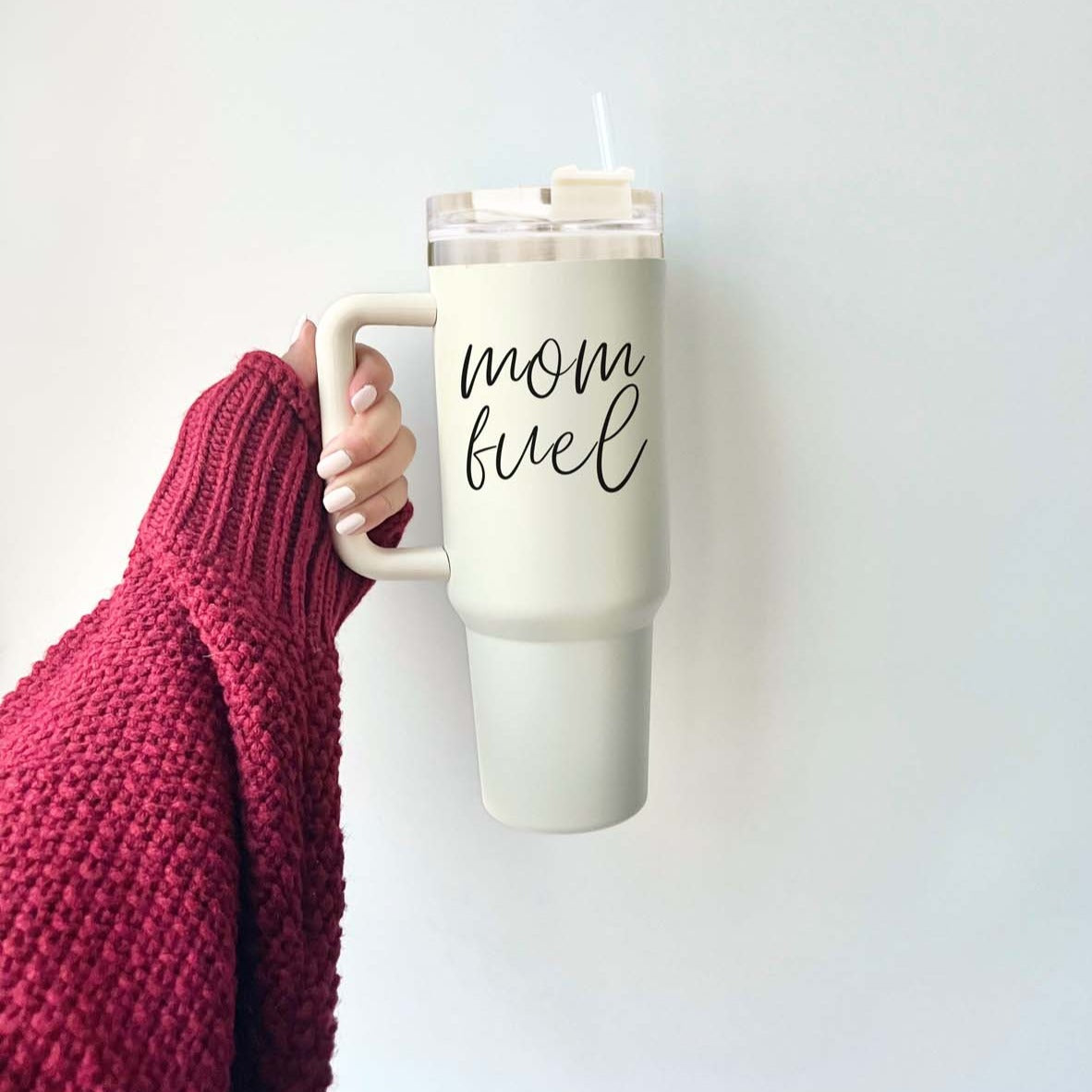 Mom Fuel 40oz Insulated Tumbler - Cream