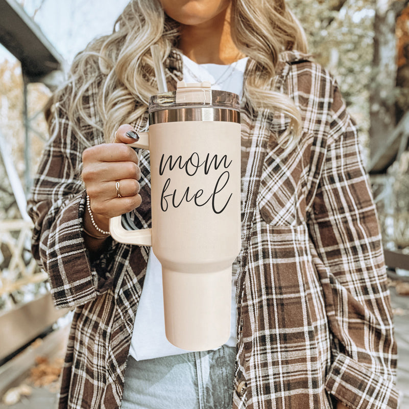 Mom Fuel 40oz Insulated Tumbler - Cream