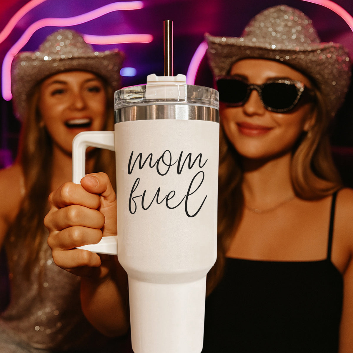 Mom Fuel 40oz Insulated Tumbler - Cream