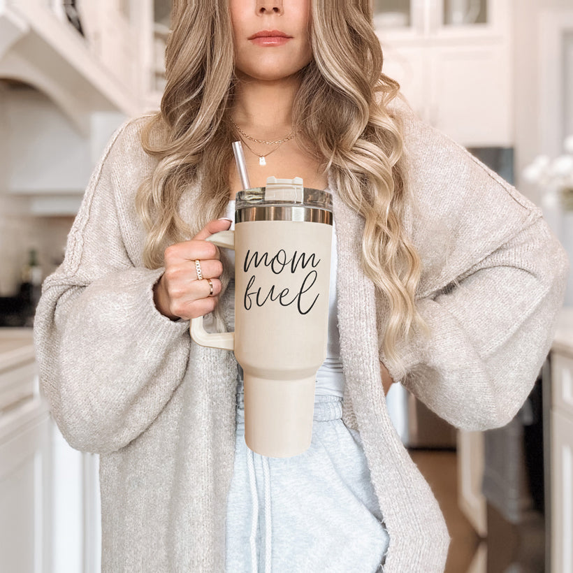 Mom Fuel 40oz Insulated Tumbler - Cream