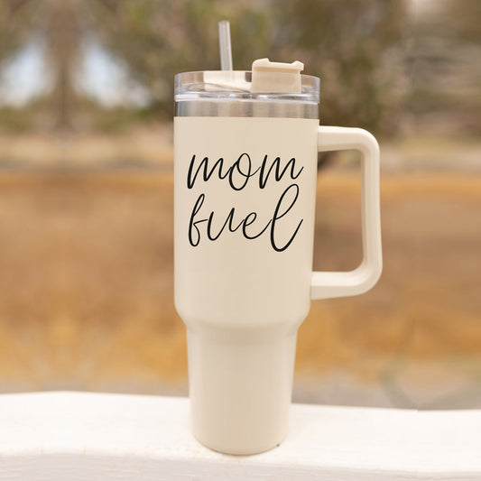Mom Fuel 40oz Insulated Tumbler - Cream