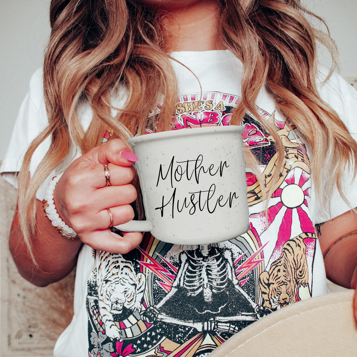 Mother Hustler Ceramic Coffee Mug - 14oz Campfire Style