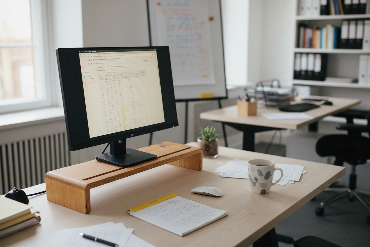 Natural Wood Desk Monitor Stand - Real Office