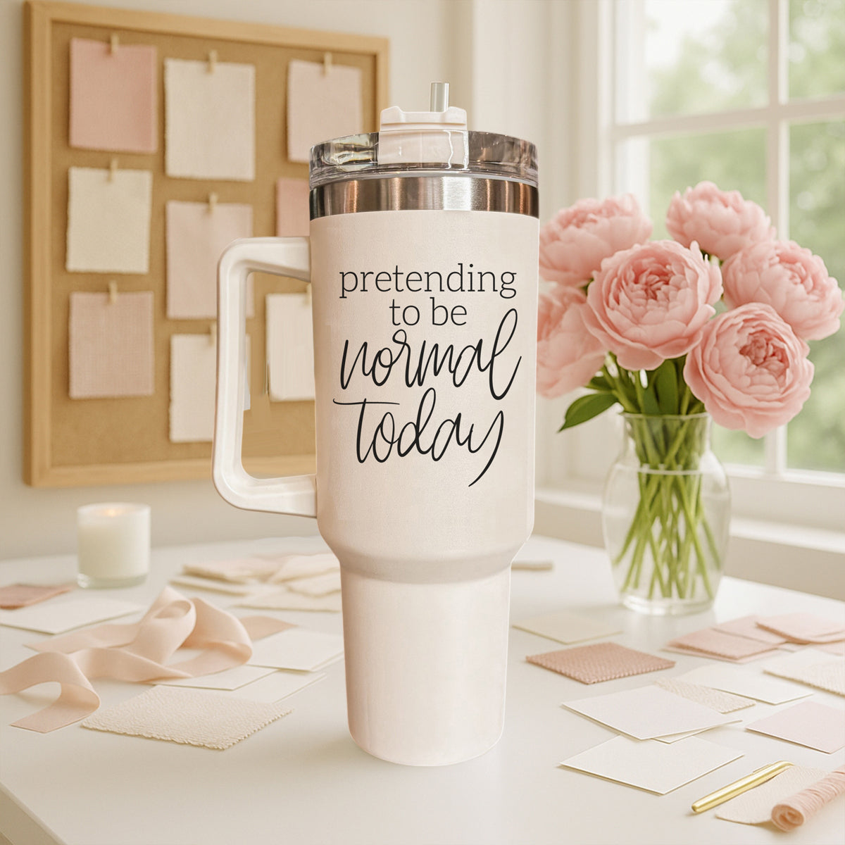 Pretending to be Normal Today 40oz Insulated Tumbler - Cream