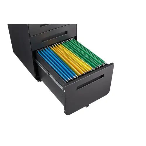 3 Drawer Mobile Filing Cabinet - Lockable Steel File Storage