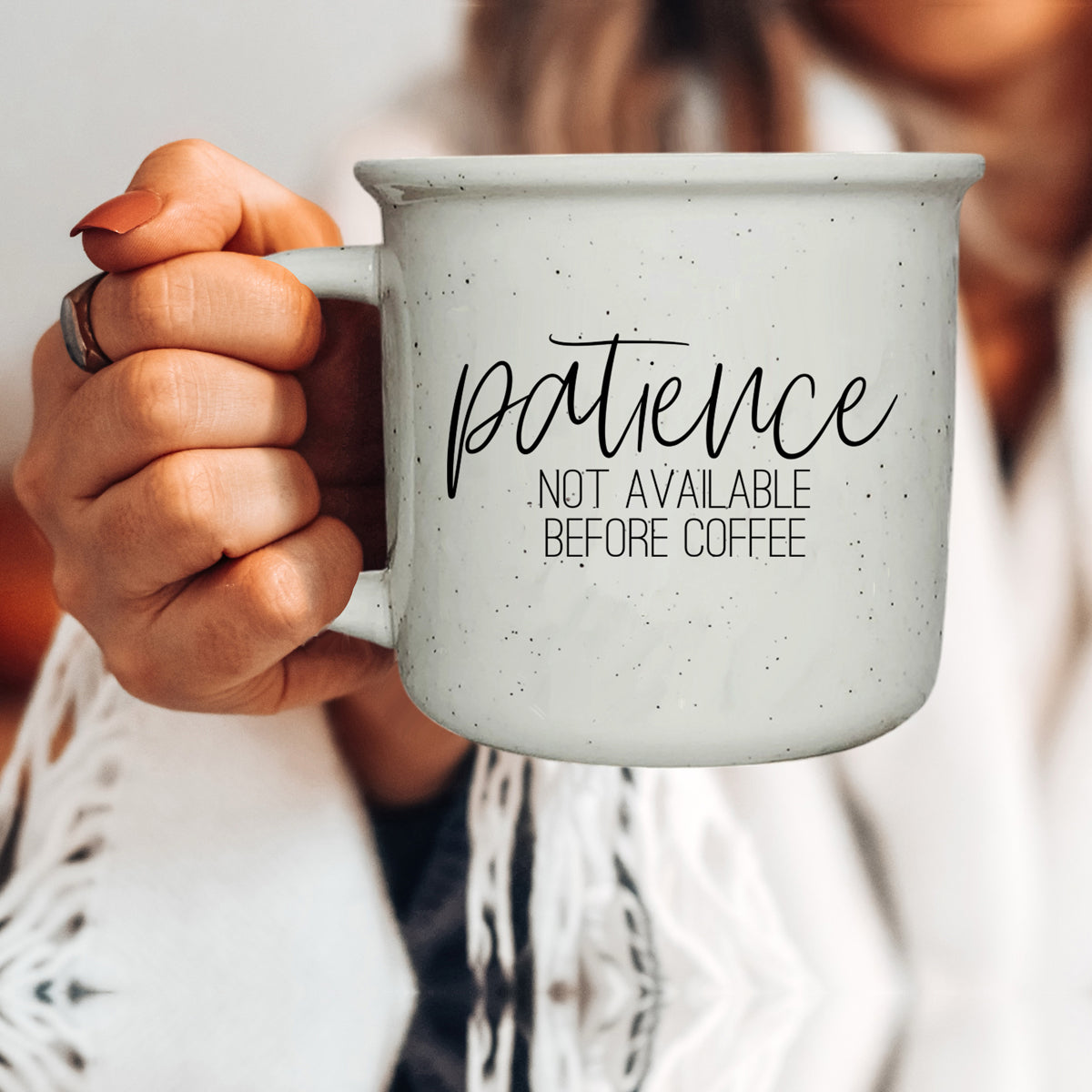 Patience Ceramic Coffee Mug - 14oz Campfire Style