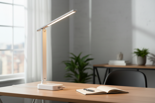 Power Strip LED Desk Lamp - White - Office No Cords
