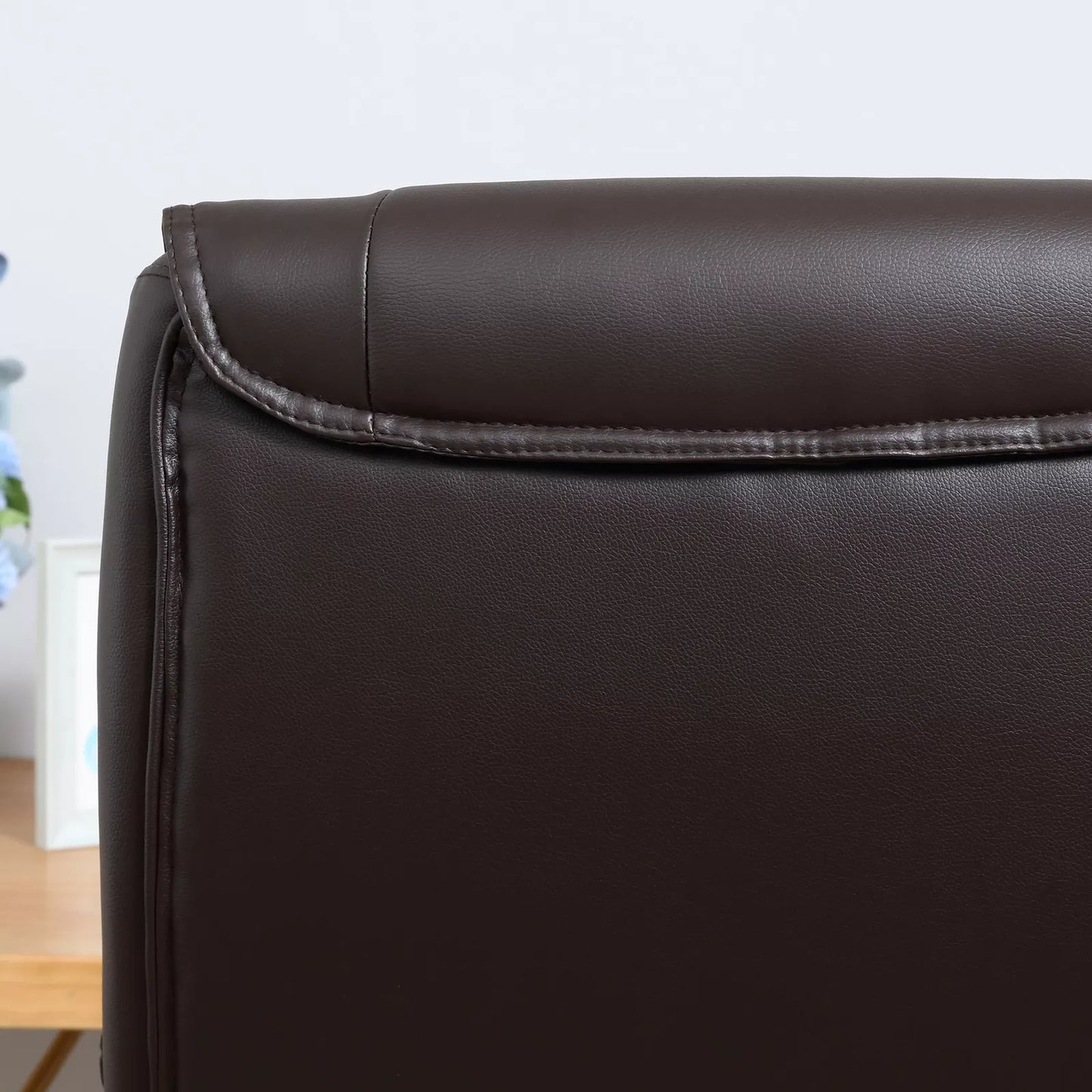Bruce Leather Home Office Desk Chair - Ergonomic Brown Faux Leather