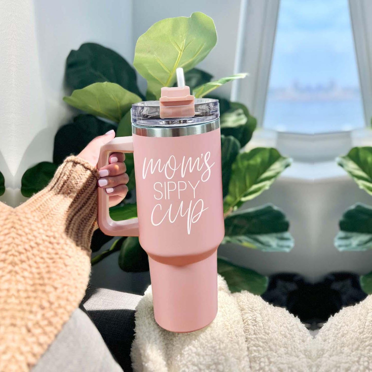Mom's Sippy 40oz Insulated Tumbler - Pink