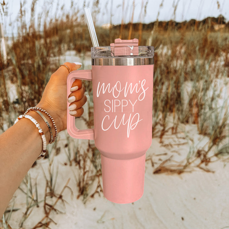 Mom's Sippy 40oz Insulated Tumbler - Pink