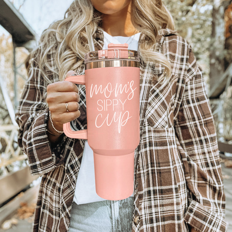 Mom's Sippy 40oz Insulated Tumbler - Pink