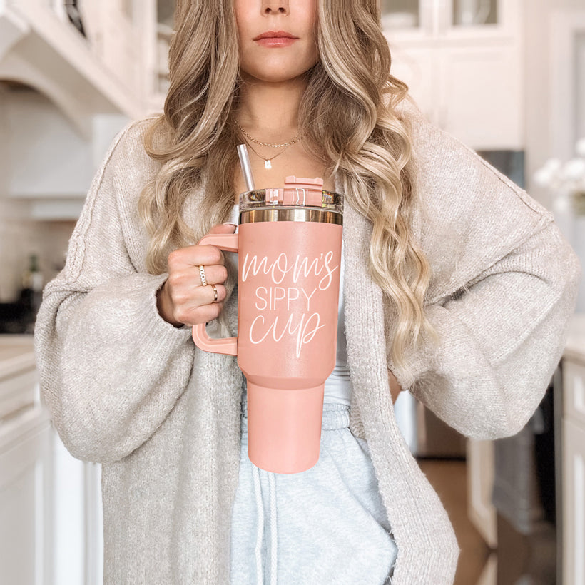 Mom's Sippy 40oz Insulated Tumbler - Pink