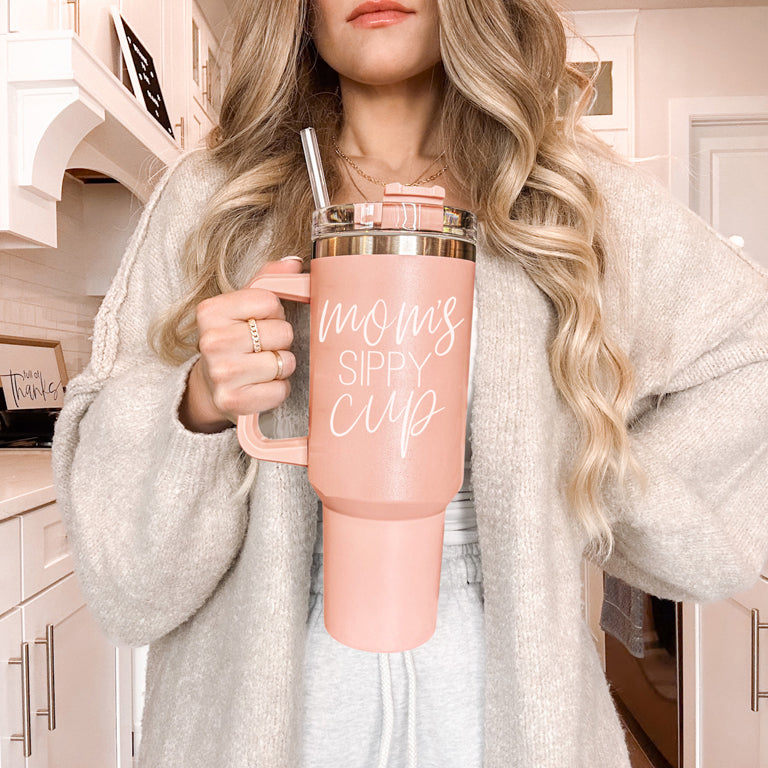 Mom's Sippy 40oz Insulated Tumbler - Pink