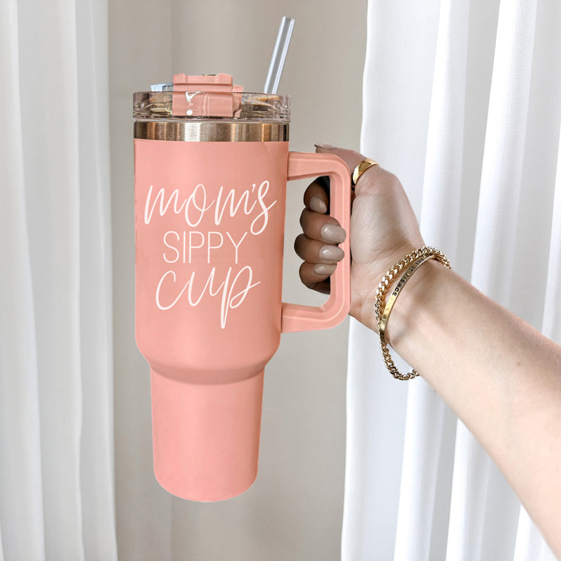 Mom's Sippy 40oz Insulated Tumbler - Pink