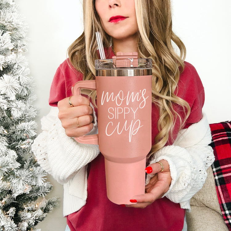 Mom's Sippy 40oz Insulated Tumbler - Pink