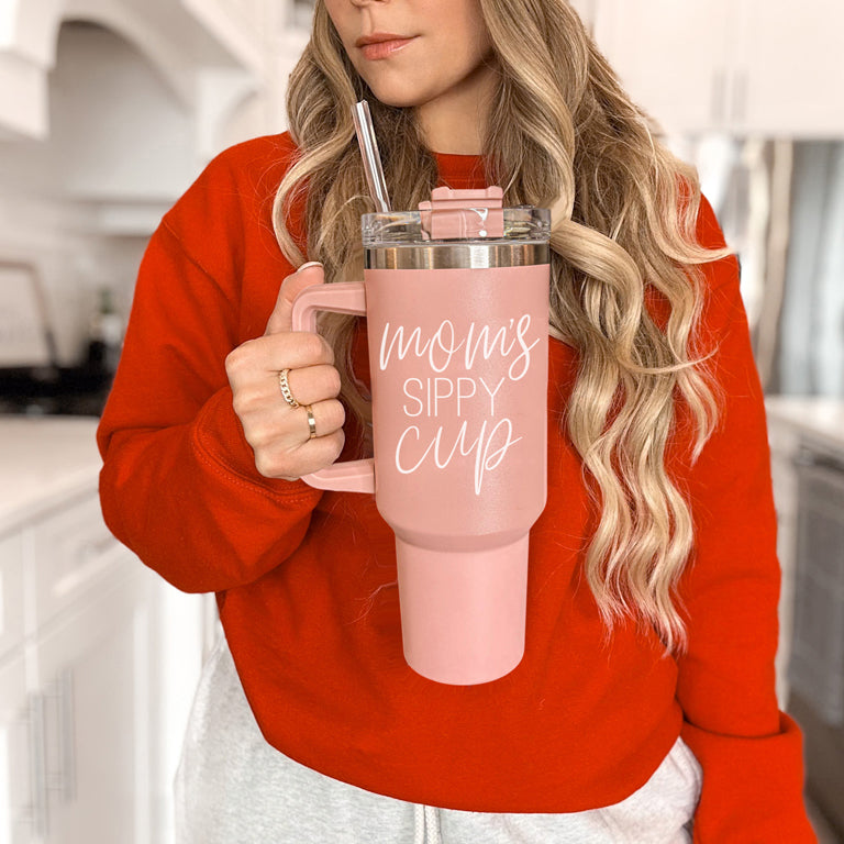 Mom's Sippy 40oz Insulated Tumbler - Pink