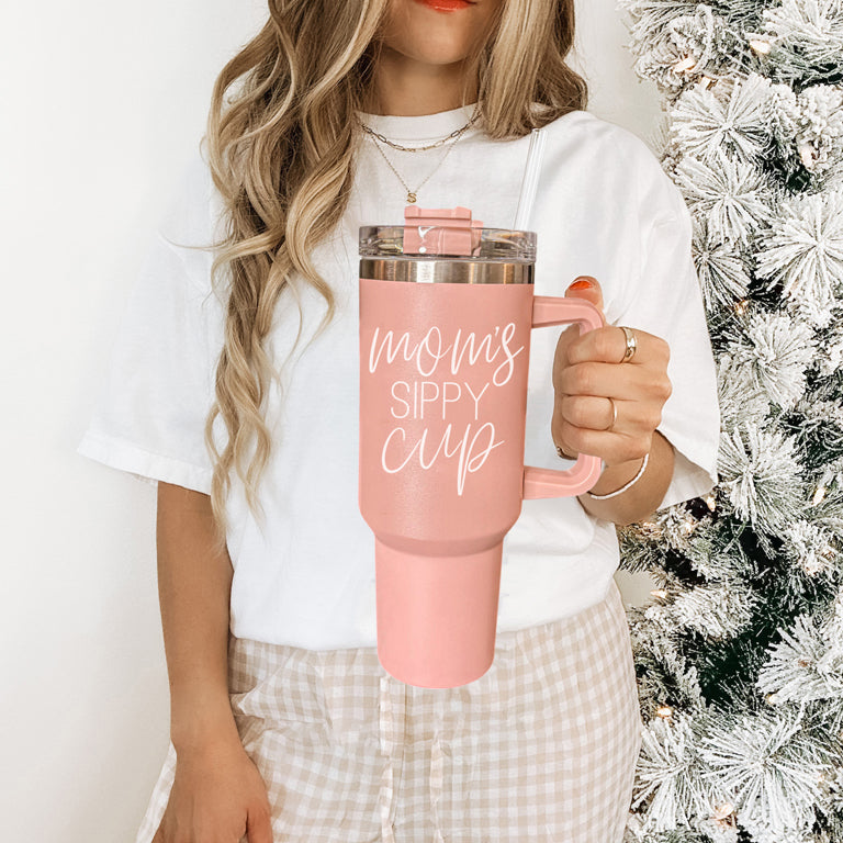 Mom's Sippy 40oz Insulated Tumbler - Pink