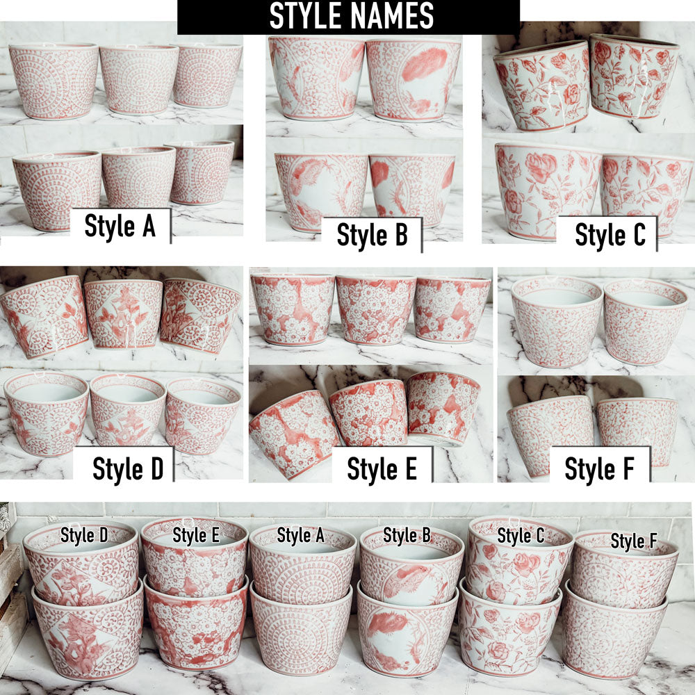 Mini Pink Hand-Painted Porcelain Cachepot