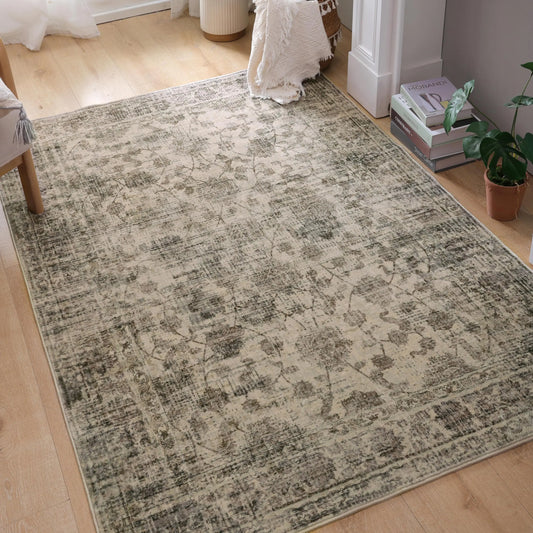 Boho Brown Area Rug 3x5 - Washable Vintage Rug