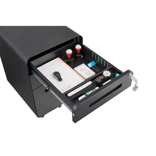 3 Drawer Mobile Filing Cabinet - Lockable Steel File Storage