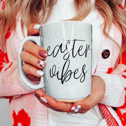 Easter Vibes Ceramic Mug - 16.23oz Double Wall Pink or Blue