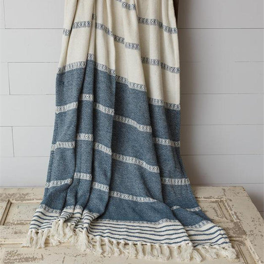 Waverly Woven Throw Blanket - 60x50 Blue & Cream Cotton