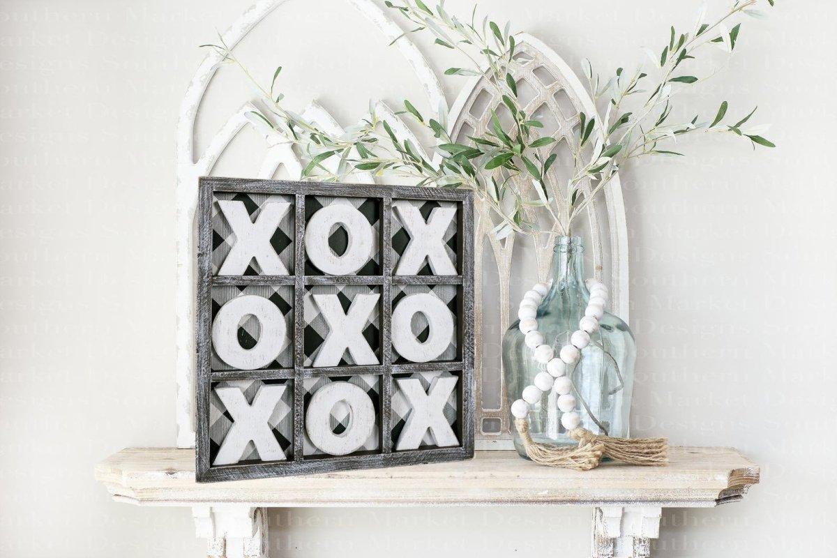 Gingham XOXO Tic Tac Toe Game - Wooden 12x12 or 6x6