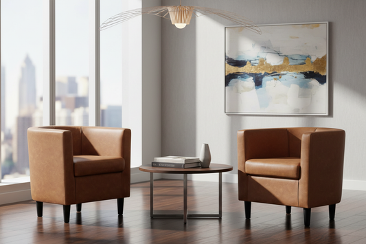 Yaheetech PU Leather Barrel Chairs - Luxury Office Pair